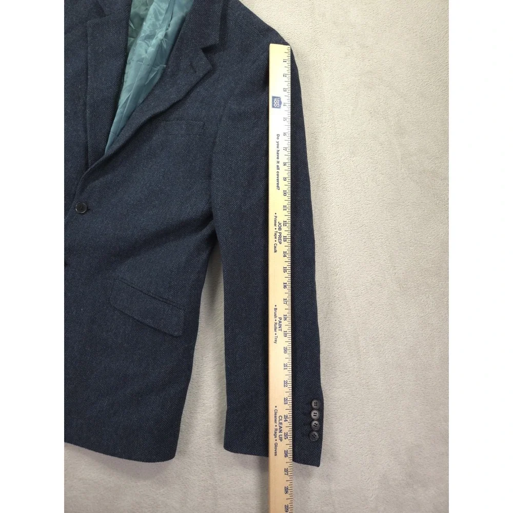 Charles Tyrwhitt Blazer Mens 42L‎ Long Wool Herringbone Slim Fit Blue